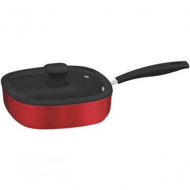 Imagem de Fritadeira Tramontina Vermelha Em Alumínio Com Antiaderente E Tampa Refinatta 24cm