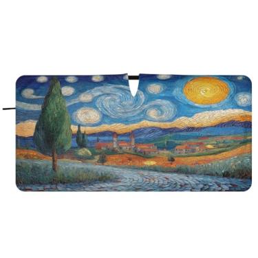 Imagem de Blueangle Noite estrelada no estilo para-sol para-brisa - 149.9 cm x 76.2 cm dobrável carro janela frontal blocos para-sol raios UV viseira de sol (215)