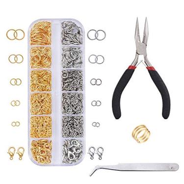 Imagem de Kit de Materiais para Fabricação Brincos com Fivela Lagosta Anéis Conexão Alicates Pinças e Abridor Artesanato DIY Pulseiras Colares Bijuterias