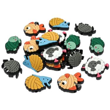 Imagem de 20 peças/conjunto de contas focais de silicone fofas Threadball tema animal contas soltas acessório para chaveiros faça você mesmo pulseira colar canetas cordão fazendo lembrancinhas de festa