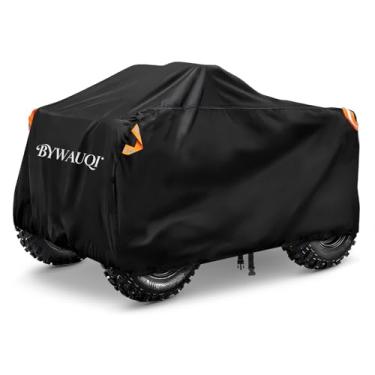 Imagem de BYWAUQI Capa para quadriciclo impermeável, resistente, 4 rodas, à prova de poeira, antiUV, à prova de vento, para todos os climas, armazenamento ao ar livre, capa quádrupla com fivela para Polaris