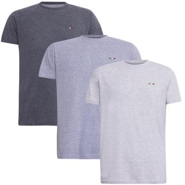 Imagem de Kit 3 Peças Camisetas Básicas Masculina FMF em Algodão Premium no Estilo Tommy Bordado Itália-Masculino