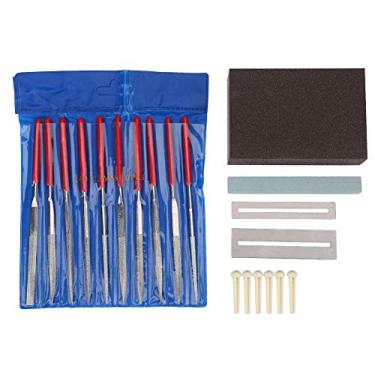 Imagem de LiebeWH Conjunto de Arquivos de Porca de Sela de Ponte de Guitarra, Kit de Ferramentas de Aço Inoxidável para Manutenção de Guitarra Com Pedra de Amolar e Esponja, Acessório Ideal para Músicos