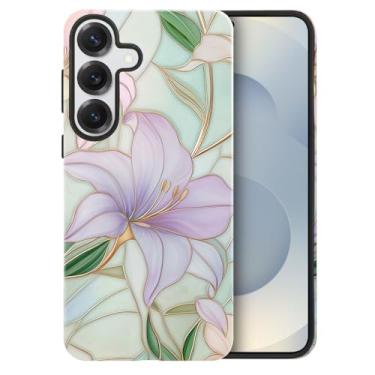 Imagem de heindiy Compatível com Samsung Galaxy S25 Plus, capa brilhante, proteção total, à prova de choque, anti-arranhões, capa de TPU, capas para homens e mulheres - flores de lírios vintage