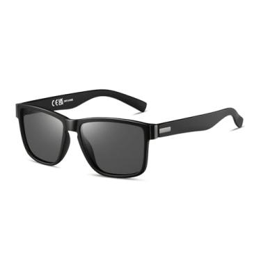 Imagem de Óculos de sol esportivos polarizados para homens e mulheres óculos de sol retangulares ciclismo condução pesca, Preto/cinza