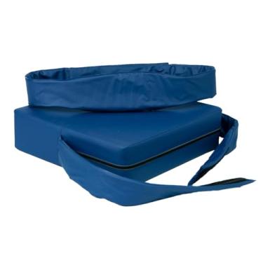 Imagem de Almofada Assento de Elevação Portátil Infantil com Cinto de Segurança, Azul, Impermeável, 35x10x35 cm, 6 Meses a 7 Anos (Azul Marinho)