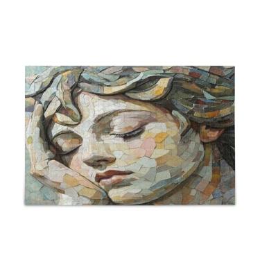 Imagem de Qilmy Quebra-cabeça de arte abstrata para adultos, adolescentes e crianças, 1000 peças quebra-cabeça de madeira divertido jogo familiar para férias brinquedo presente decoração de casa