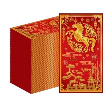 Imagem de Deorfuy Chinese New Year Decorations 2026, 100PCS Lunar New Year Disposable Napkins Party Decoration, Year of the Horse 2026 Chinoiserie Gold Horse Paper Napkins Table Decor for Spring Festival