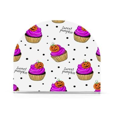 Imagem de JUZIHAI Porta-guardanapos de cupcakes de Halloween para mesa dispensador de guardanapos de acrílico para mesa suporte de lenços independente para cozinha sala de jantar bar festa decoração de casa