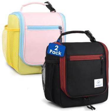 Imagem de Genteen Lancheira infantil, lancheira isolada para crianças, crianças, meninas e meninos; comporta lancheira, garrafa de água e lanches; tecido resistente à água de fácil limpeza e vários bolsos com