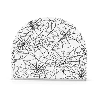 Imagem de JUZIHAI Suporte de guardanapo de teia de aranha de Halloween para mesa dispensador de guardanapo de acrílico para mesa suporte de lenços independente para cozinha sala de jantar bar festa decoração de