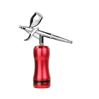 Imagem de Mini portátil Substituir bateria de alta pressão PSI Airbrush Kit de compressor de unhas Salão de beleza pulverizador Pintura privada(Part A Red)