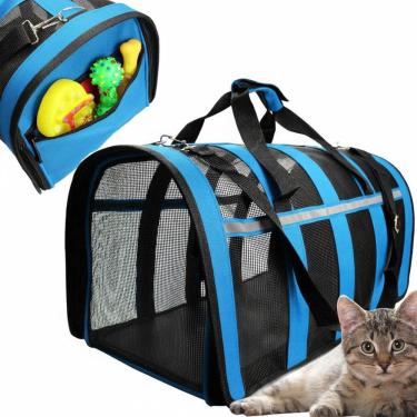 Imagem de Bolsa Transporte Pet Gato Cachorro Animais Estimaçao Faixa Refletiva Conforto Segurança Viagem Passeio Aviao Carro