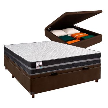 Imagem de Conjunto Cama Box Bau Blindado Casal + Colchão Molas Ultralastic Bogota Inducol