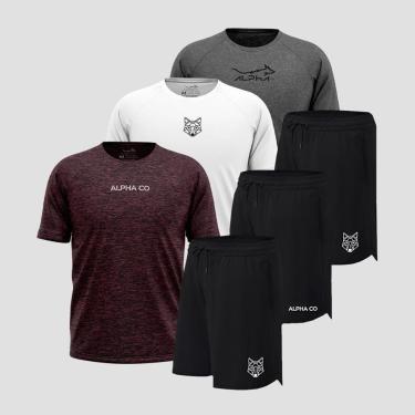 Imagem de Kit 6 Peças Dry 3 Camisetas e 3 Bermudas Alpha Co-Masculino