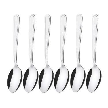 Imagem de Jogo 6 Colheres de Sobremesa Aço Inox Prata Linha Bronze Em Casa Tem -