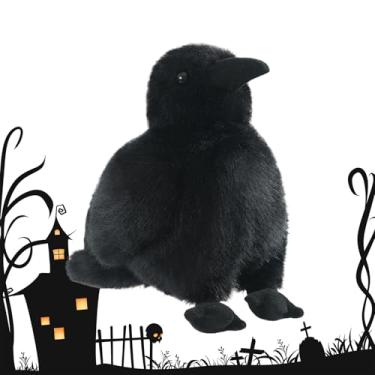 Imagem de Corvo de pelúcia | Decoração de sofá de animal de pelúcia de 15 cm, brinquedo gótico de corvo de pelúcia para sala de estar crianças a partir de 3 anos, prateleira, berçário, quarto, mesa de jantar de