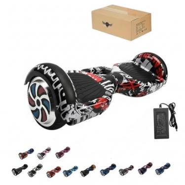 Imagem de ANJ.GG Hoverboard Infantil Skate Elétrico 6.5", LED Bluetooth, Bateria de Grande Capacidade, 15 km/h, Uso Interior/Exterior, 25kg, com Adaptador e Manual, 65x25x29cm