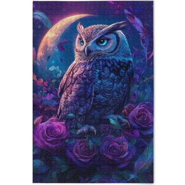 Imagem de Quebra-cabeças roxos de unicórnios de cavalo personalizados 500 peças pintura de animais adultos quebra-cabeças para família principal presentes de elefante branco engraçado, 52 cm x 37,8 cm