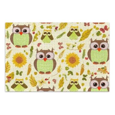 Imagem de Quebra-cabeças de 1000 peças para adultos, corujas caprichosas, girassóis, arte animal, quebra-cabeça natureza, elefante branco, presentes de festa, 75 x 40 cm