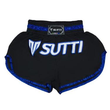 Imagem de Shorts Muay Thai Sutti Bermuda Calção Modelo Bordado, Azul, M