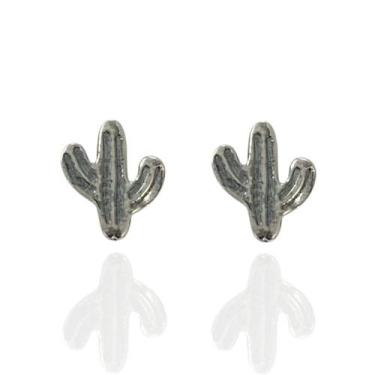 Imagem de Brinco Segundo Furo Pequeno Cacto Prata Legitima 925 - Lojas La&Ny Pra