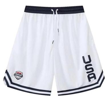 Imagem de Shorts de Basquete Masculino Soltos com Bolsos - Estampa EUA - Ideal p