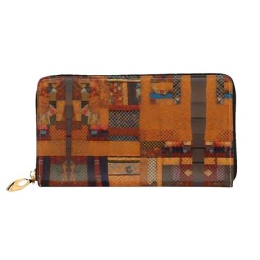 Imagem de XLLingL Carteiras de cartão de crédito impressas, bolsas longas de couro femininas, carteiras com zíper, carteira de viagem simples