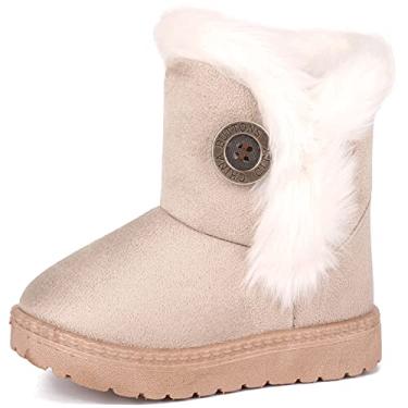 Imagem de Botas de Neve Femininas para Meninos e Meninas Quentes de Inverno Sapatilha Bailey Botas de Botão (Bebê/Criança Pequena), Bege, 6.5 Toddler