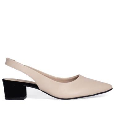 Imagem de Sapato Feminino Bebecê Bico Fino Creme/Singapura Aveia, Creme, 37