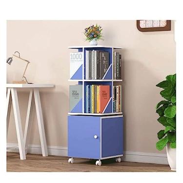 Imagem de UINGBPXT Estante de canto com rotação de 360° com rodas removíveis, estante simples, de grande capacidade, para escritório, escritório, estante de livros, exibição perfeita