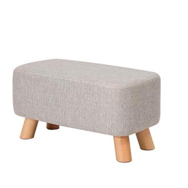 Imagem de SGeneE Banqueta de madeira maciça moderna banco pequeno criativo para sofá banco de tecido banco de mesa de centro para casa banco de sapatos banco para sala de estar corredor (cinza-pequeno)