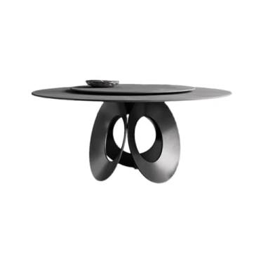 Imagem de Mesa de jantar simples e moderna mesa de jantar de ardósia mesa redonda nórdica mesa de jantar redonda preta com toca-discos mesa de cozinha moderna