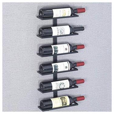 Imagem de Rack de taça de vinho restaurante cozinha exibição de vinho armazenamento simples suporte de parede suporte de garrafa de vinho cozinha bar organização para vinho 6 garrafas