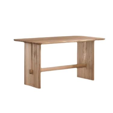 Imagem de Mesa de jantar de madeira maciça, mesa de jantar retangular, mesa de centro para casa, mesa de centro com barra transversal, adequada para restaurante, escritório, sala de estar, mesa de cozinha