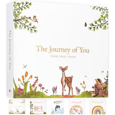 Imagem de Livro de memórias de bebê para menina ou menino – primeiro 5 anos unissex floresta animal lembrança para registrar o primeiro marco do recém-nascido – Álbum de fotos de gênero neutro – Diário de scrapbook para pais – Presente de gravidez para grávidas