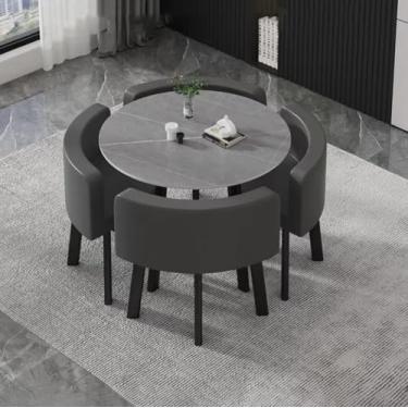 Imagem de Conjunto de mesa de jantar quadrada com 4 cadeiras, combinação de mesa de negociação de escritório e cadeira, conjunto de combinação de mesa e cadeira, economia de espaço, para escritório, sala de