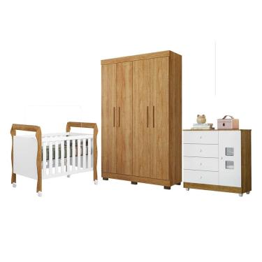 Imagem de Quarto de Bebe Completo com Guarda-roupa, Berco e Comoda Lipe Tigus Baby