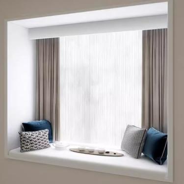 Imagem de Sistema de trilhos de cortina de trilho duplo, suporte de teto, caixa sanfonada, decoração de casa, varão de cortina branco deslizante suave com todos os acessórios necessários (3,2 m))