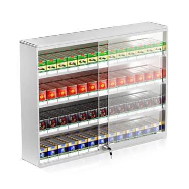 Imagem de Rack de exibição de varejo comercial, estojo de cigarro transparente para varejo de loja com porta e trava de vidro, suporte de mesa e suporte de exibição de cigarro de várias combinações de montagem