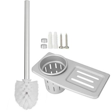 Imagem de Suporte de escova de vaso sanitário montado na parede, espaço moderno, alumínio, banheiro, conjunto de escova de limpeza com suporte para banheiro doméstico, prata fosca ou preto (Porta escova de