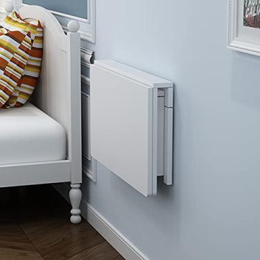 Imagem de Mesa de parede para cozinha, madeira branca | Mesa de jantar dobrável com folhas caídas de canto mesa de computador para pequenos espaços, mesa de laptop, mesa de cabeceira para jogos, 60 70 75 80 90