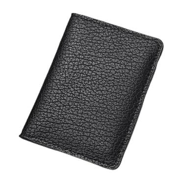 Imagem de Carteira masculina fina com bolso frontal – 6 compartimentos para cartão e 2 bolsos para licença, ultra fina de poliuretano de 0,5 cm, dobra dupla, 90 g, Preto, Clássico