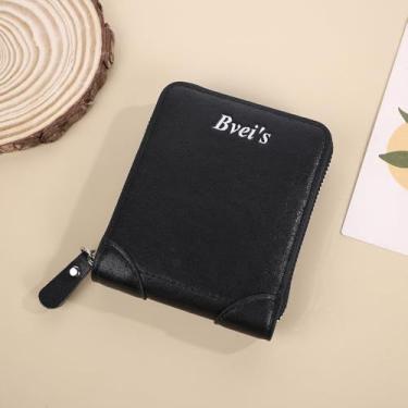 Imagem de Carteira masculina dobrável com bloqueio de RFID e zíper para cartão de crédito, Preto, Clássico