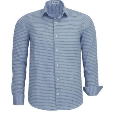 Imagem de Camisa Social Manga Longa Masculina Listrada Luxuosa Algodão - LBL/AMI