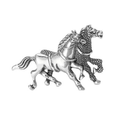 Imagem de Broches Esmaltados Vintage Estilo Corte Cavalo De Guerra Galopante Par