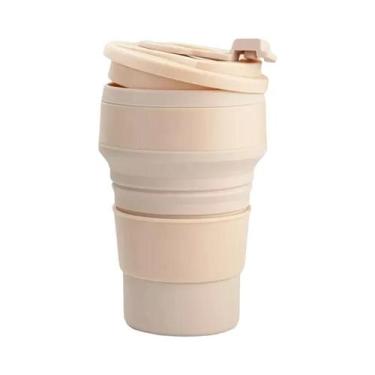 Imagem de Copo De Viagem Dobrável De Silicone Com Tampa, Copo Reutilizável Portá