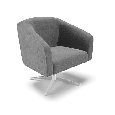 Imagem de Poltrona Decorativa Giratória Cromada Stella Linho Grafite D03 - D'Rossi