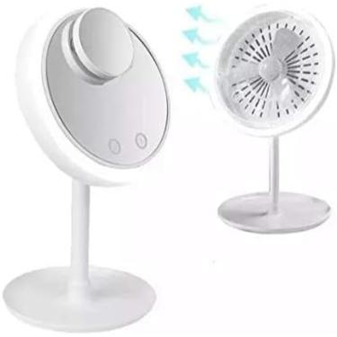 Imagem de Espelho Maquiagem Led Ventilador Touch 5x Aumento Beleza USB Iluminador -BRANCO Q-1308