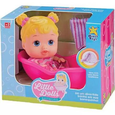 Imagem de Boneca Little Dolls Banheirinha Loira 8022 Diver Toys